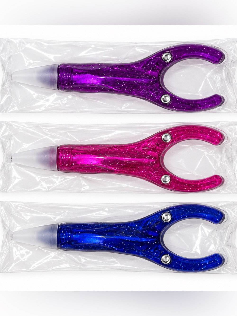 HappyAlley Ergonomic Ballpoint Pens 3 Pack Easy Grip Mixed Colors New